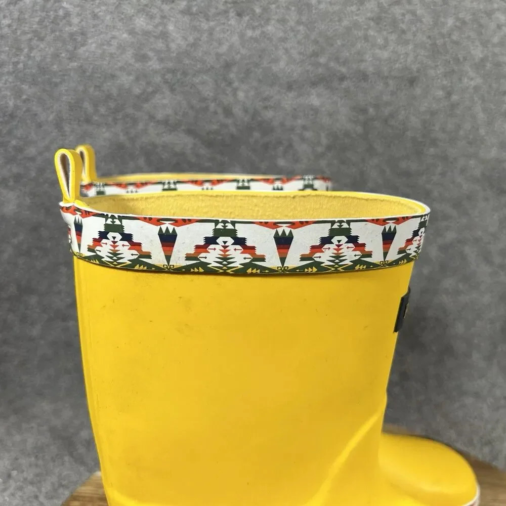 Pendleton Tucson Boys Size 13/1 Yellow Aztec Rubber Mid-Calf Rain Boots Used